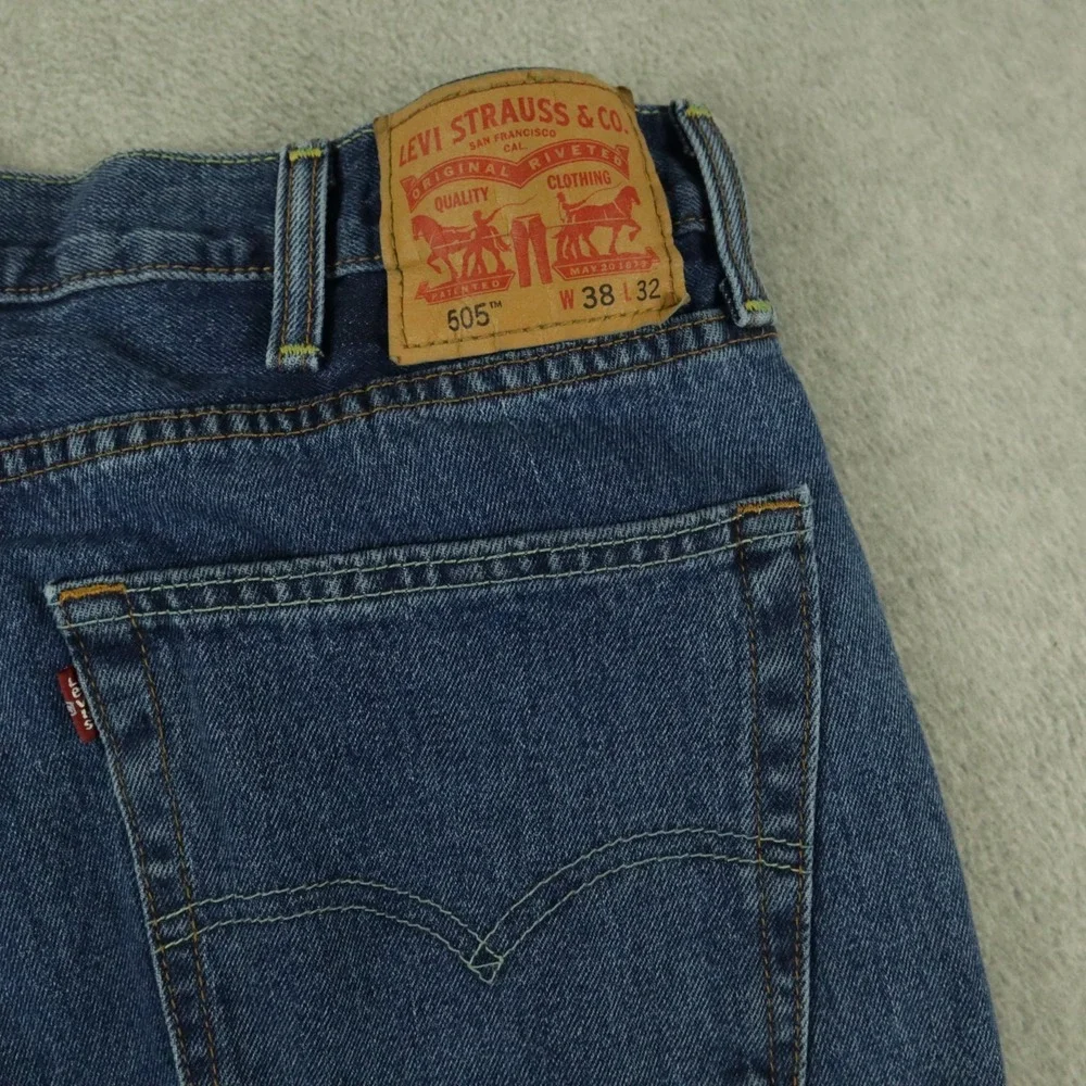 Levi's‎ 505 Jeans Mens 38x32 Regular Fit 5-Pocket Cotton Denim Blue
